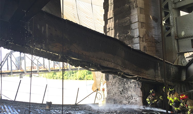 Liberty Bridge fire damage