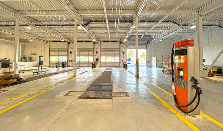 vehicle charger in bus garage