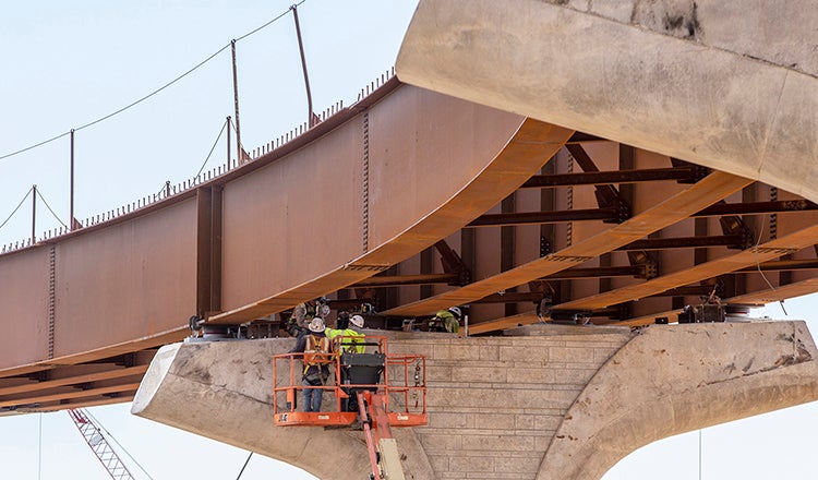 Construction of bridge on I-80 I-380 interchange