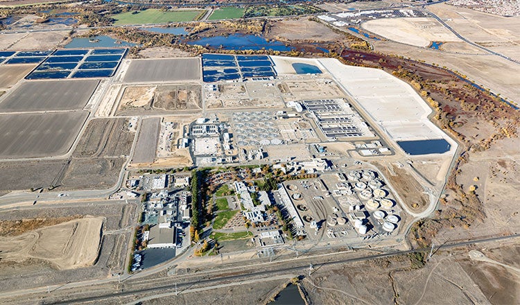 Aerial view of Sacramento Sewer District, EchoWater Program Management project in Sacramento, CA.