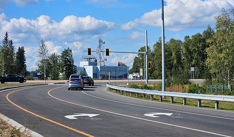 The Gaffney Road, Airport Way, Richardson Highway and Steese Expressway intersection