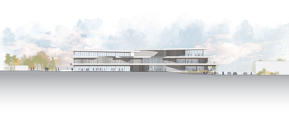 Rendering of an elevation at the Steveston Community Centre in Richmond, BC