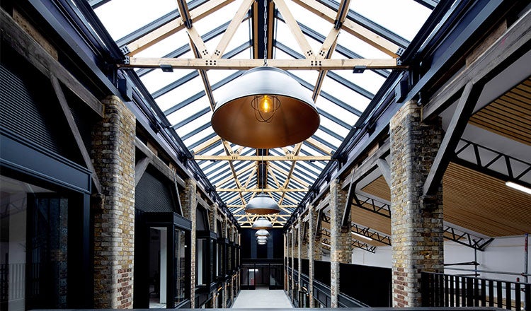 Interior of courtyard at Newsons Yard, London, U.K