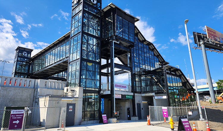 elevator and pedestrian bridge