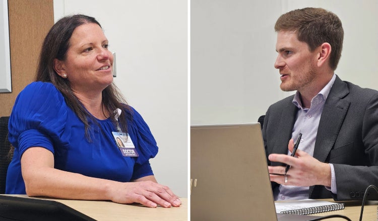 Dr. Kelly Blankenship and Brian Giebink record a podcast