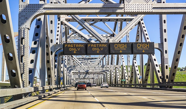 toll gantry on benicia-martinez bridge